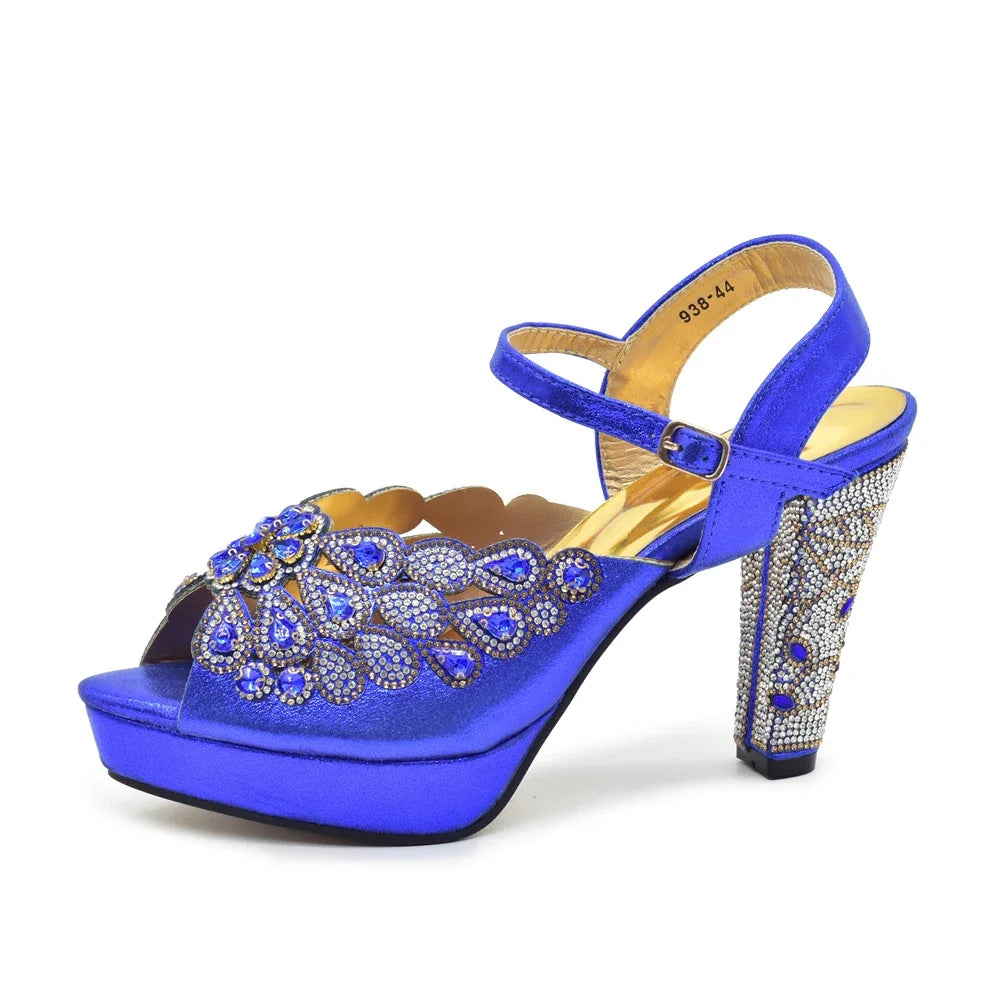 New Arrival Women's Wedding Pumps Decorated with Rhinestone Fashion Design for Nigeria Wedding Party Ladies Shoes Elegant Pumps