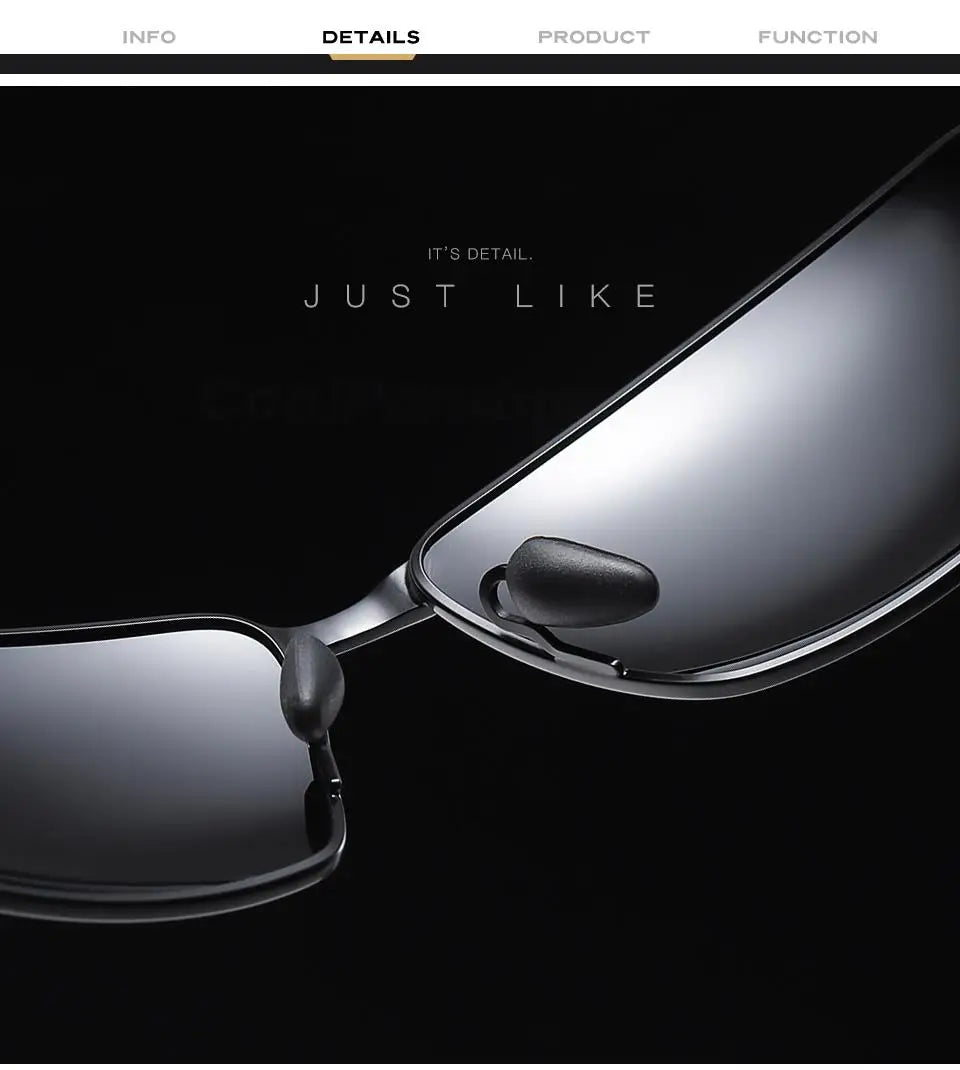 Aluminum Square Polarized Photochromic UV400 Day Night Driving Sunglasses for Men Women