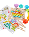 Montessori Early Education Baby Hand Movement Training Color Cognition Bead Clipping Wooden Toys for Children Game