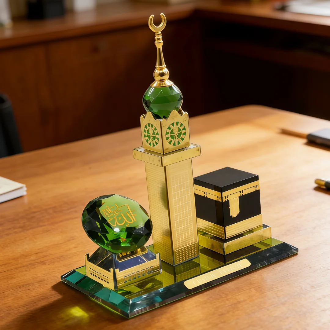 Muslim Kaaba Clock Tower Model Muslim Building Model Islamic Architecture Handicrafts Souvenirs for Home Desktop Car Decor