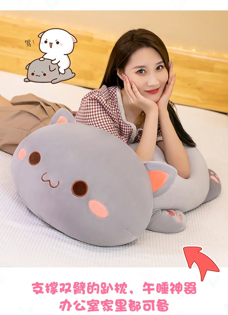 Cute Black White Cat Plush Pillow Stuffed Doll Toy