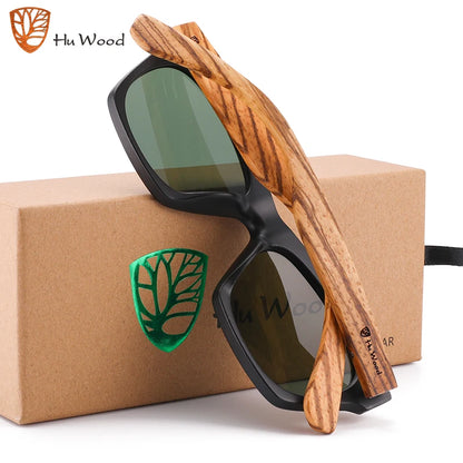 Zebra Wooden Square Sunglasses Polarizer Sun Glasses UV Protection