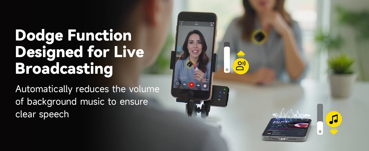 V3 Wireless Microphone Lavalier 180m Range Noise Cancellation Mini Mic for iPhone Camera 20H Battery for Photography Vlog