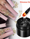 3PCS Rhinestones Glue Gel Set Mirror Nail Powder With Nail Liner Brush UV LED Transparent Adhesive Glue Gel