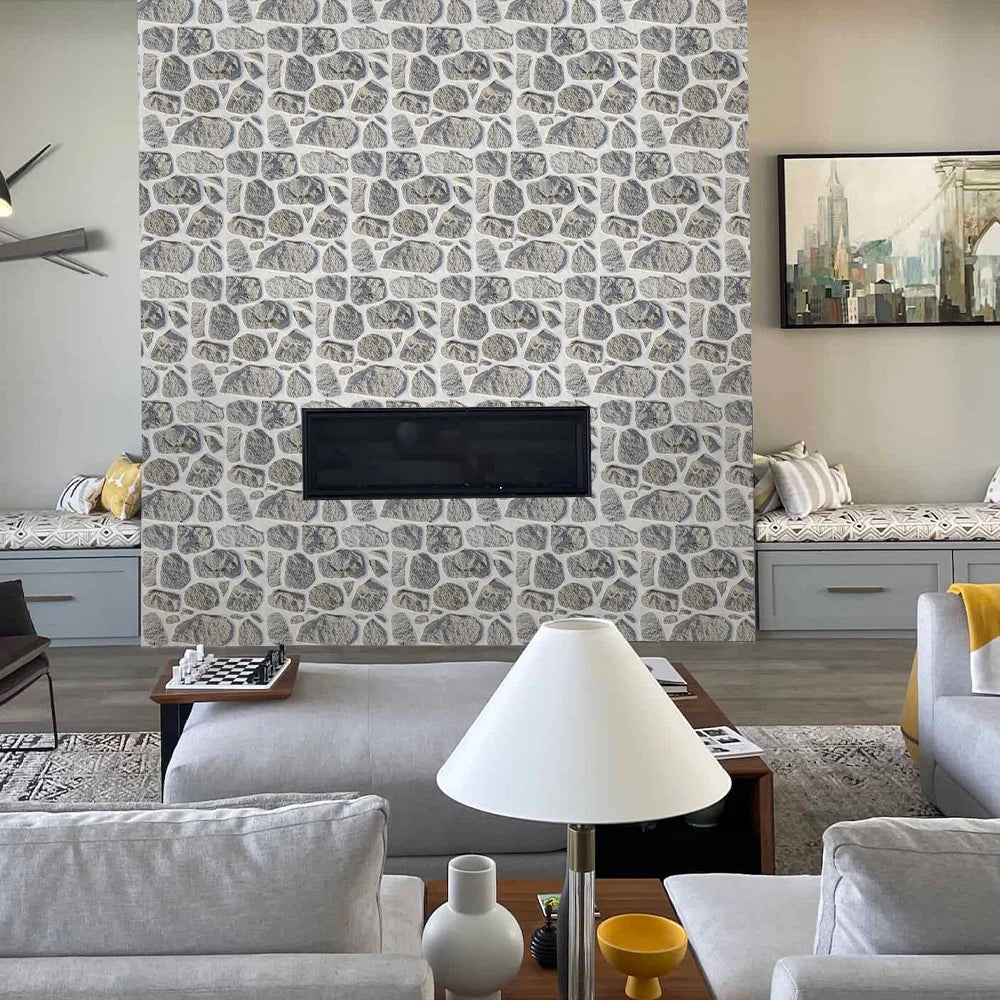 10pcs 3D Faux Stone Wall Panels Peel and Stick Wall Tiles Decorative 3D Wall Sticker Self-adhesive Wall Tile Sticker
