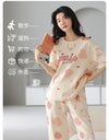 2-Pcs Women’s Cotton Pajama Set – Breathable Short Sleeve Summer Sleepwear with Cute Prints