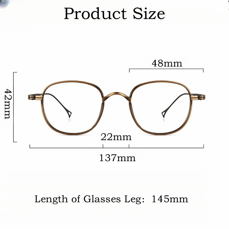 Fashion Personality Luxury Eyewear Titanium Alloy Retro Round Optical Prescription Eyeglasses Frames for Men and Women