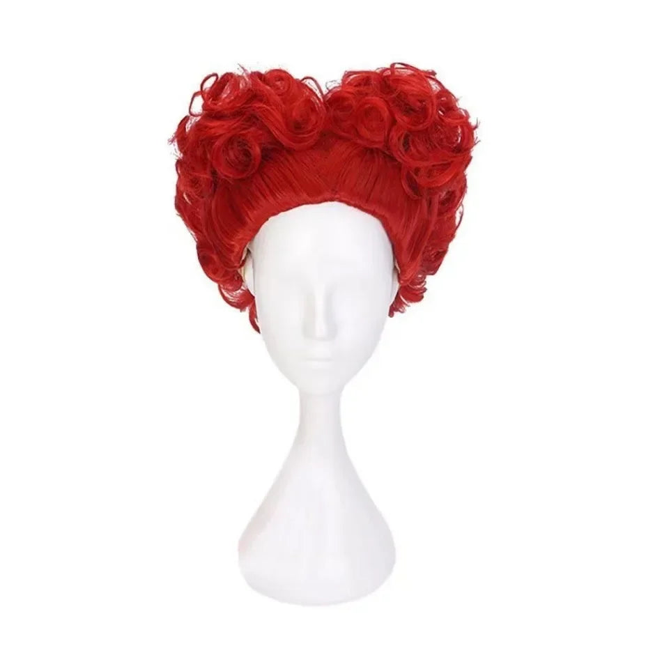 Anime Alice in Wonderland The Red Queen Red Short Curly Wig Cosplay Costume Heat Resistant Synthetic Hair Women Cosplay Wigs