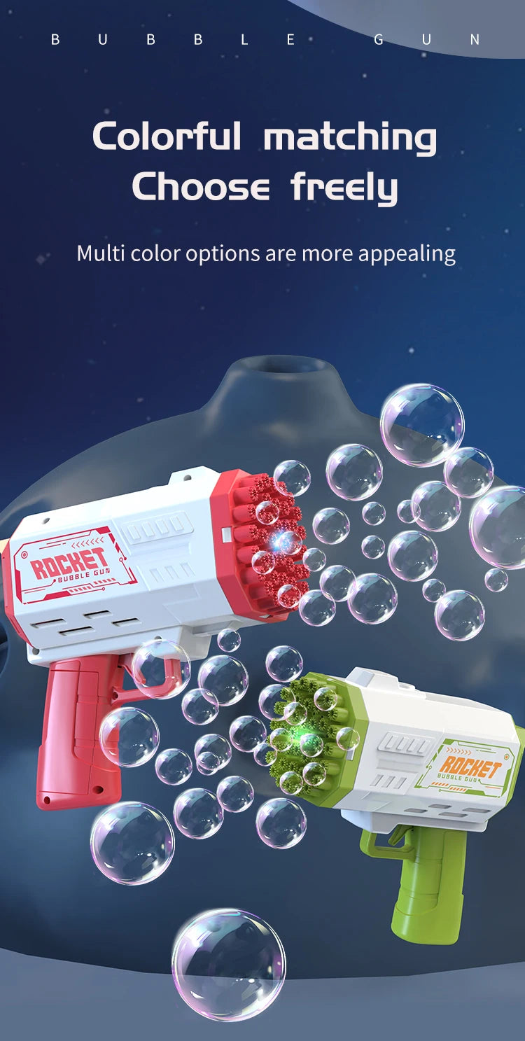 40-hole Electric Bubble Machine Handheld Gatling Automatic Bubble Gun Children's Portable Outdoor Party Toy LED Light Hair Dryer