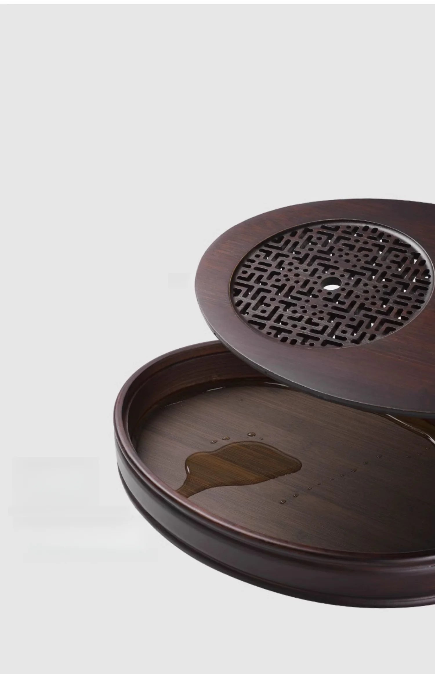Chinese Tea Ceremony Culture Oval Tea Tray Natural Bamboo Hollow Drainage Storage Tea Tray Home Solid Wood Storage Tray