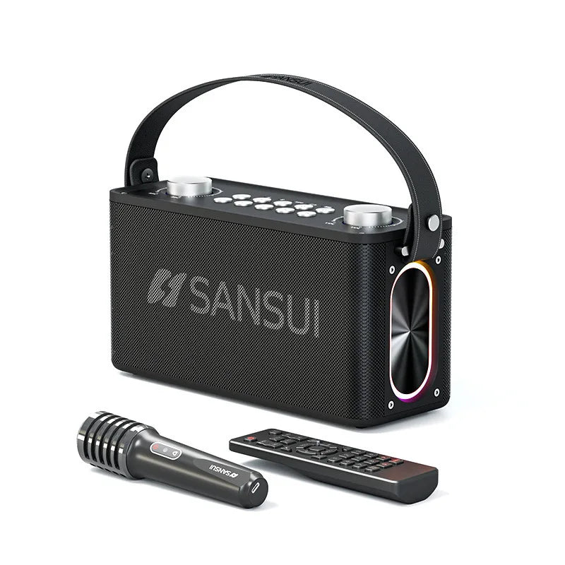 SANSUI T93 60W powerful stereo party speaker outdoor portable karaoke sound system wireless Bluetooth with microphone TF/AUX/USB