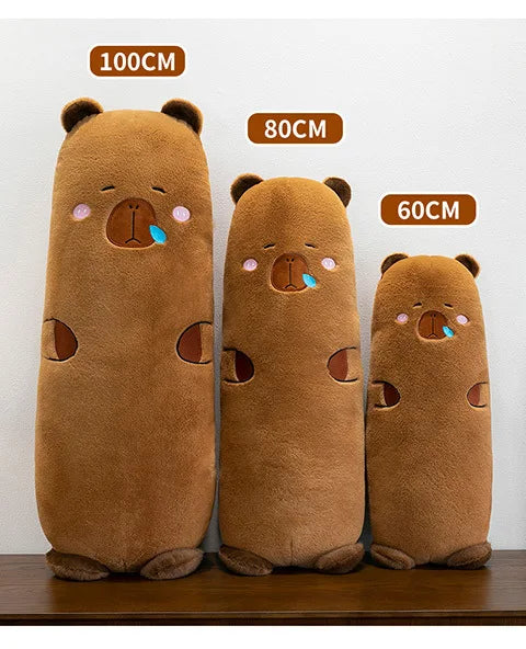 Kawaii Capybara Plush Toy Stuffed Animal Pillow Cuddly Long Body Doll for Kids Birthday Xmas Gift Soft Filled Plushie for Girls
