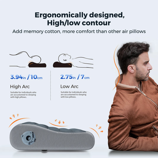 ZERO PILLOW - Ergonomic Inflatable Pillow with Dual Support for Travel and Home, Lightweight, Washable, Ultra-Quiet