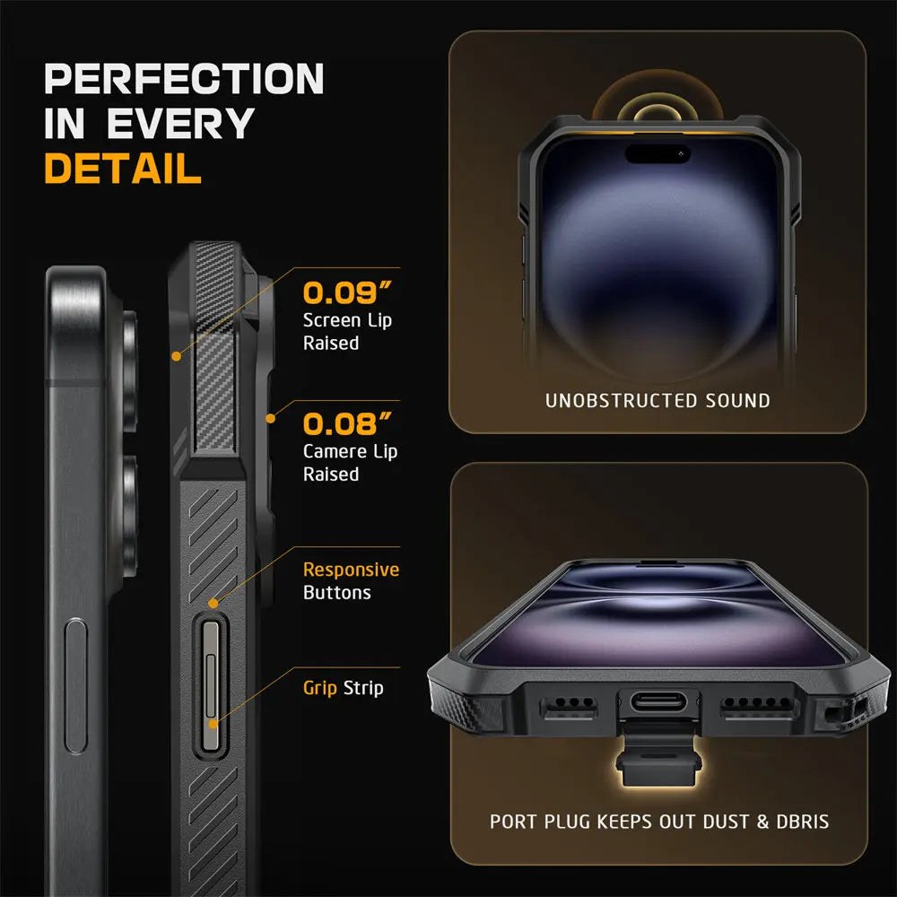 For iPhone 16 Plus Case with Camera Control Capture Button UB Grip Heavy Duty Rugged  Phone Case with Stand