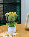 3 Pcs Handmade Crochet Dragon Flower Pot Home Room Decoration Finished Wool Knitting Office Desktop Ornament Christmas Birthday Gifts