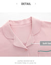 Women’s Winter 100% Cotton Pajama Set – Loose Fit, Turn-Down Collar, Long Sleeves, Cute Pink