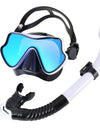 Snorkel Mask Set Silicone Swimming Goggles Diving Training Kit Dry Top Colorful Len Wide View Tempered Glass Anti-Leak Adults