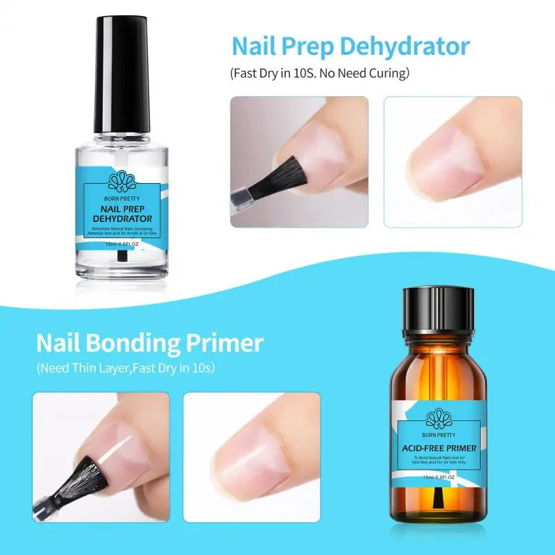 15ml Nail Primer Nail Prep Dehydrate Base Top Coat Gel Nail Polish No Need Of UV LED Lamp Nail Art Varnish Manicure