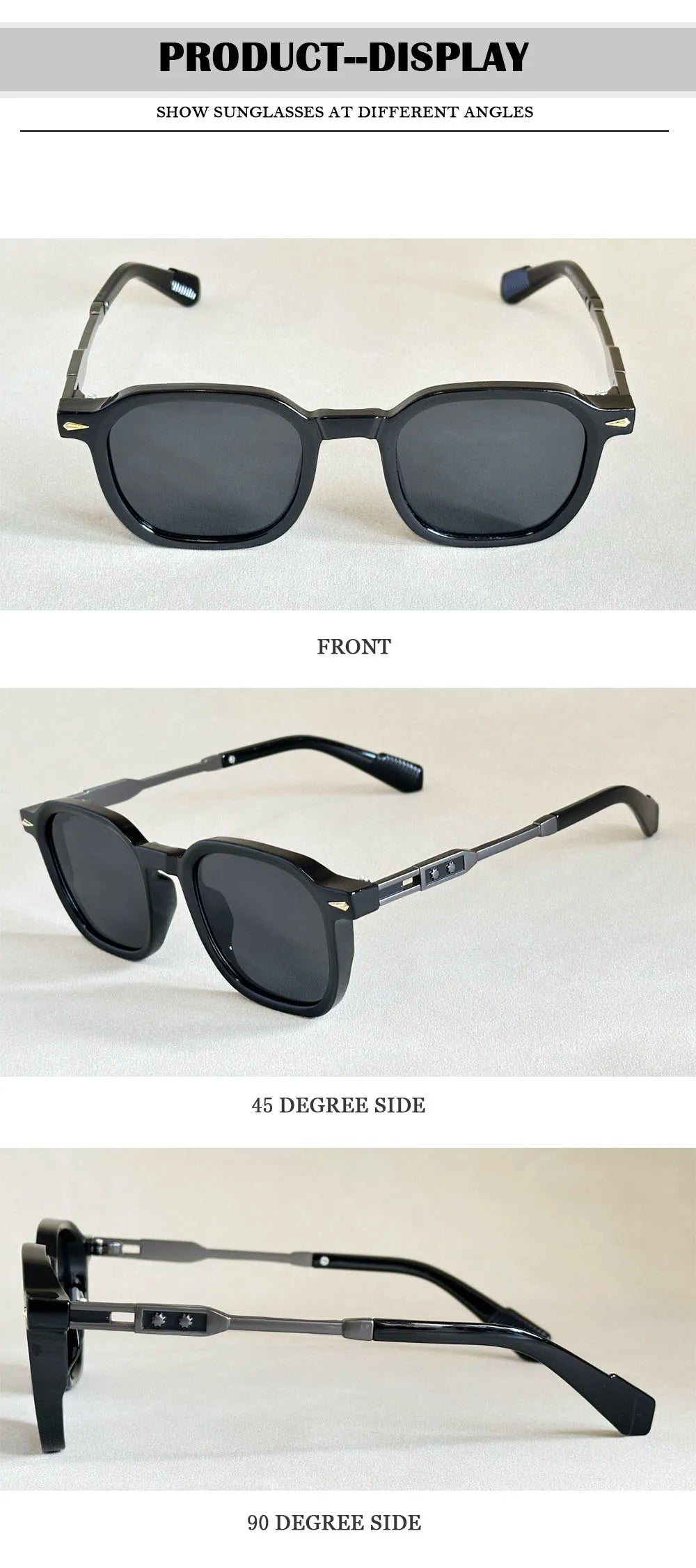 Vintage Square Acetate Frame Sunglasses With UV400 Protection