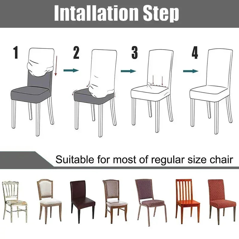1PC Stretch Dining Chair Cover Jacquard Solid Color Chairs Slipcovers Elastic Soft Seat Covers for Banquet Wedding Hotel Decor