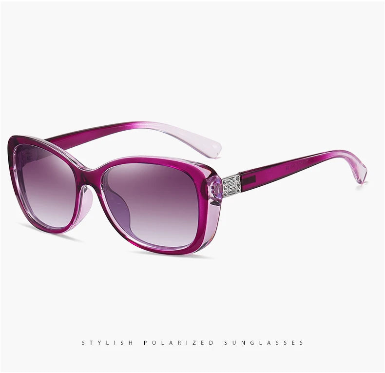 Diamond Gradient Polarized UV400 Square Sunglasses for Women Driving Travel Glasses