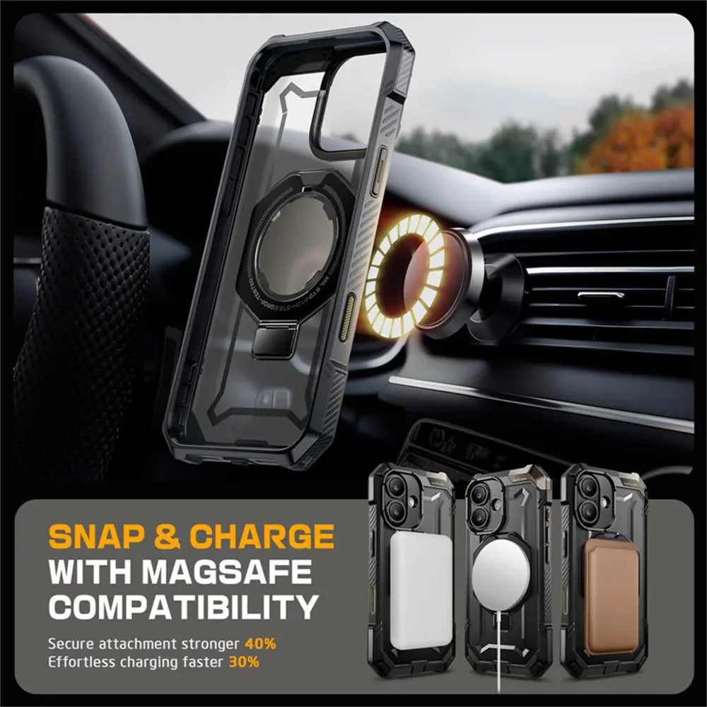 For iPhone 16 Case with Camera Control Capture Button UB Grip Heavy Duty Rugged  MagSafe Phone Case with Stand