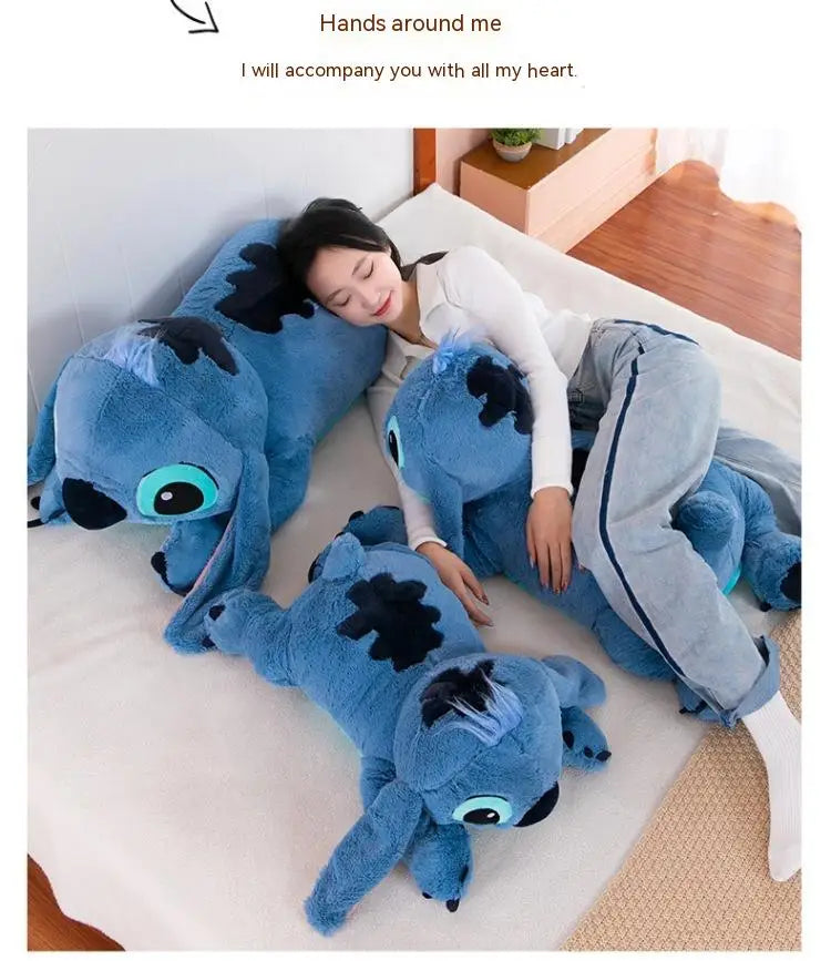 Giant 100cm Disney Stitch Plush Stuffed Doll Blue Kawaii Cartoon Animal Sofa Sleeping Soft Pillow Toys  Girls Birthday Gift