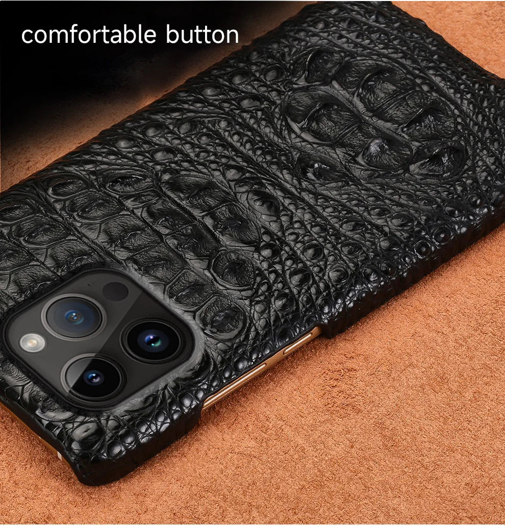 100% Genuine Crocodile Leather Phone Case For iPhone 16 15 14 Pro Max 15Pro 16 Plus Luxury Shockproof Back Cover
