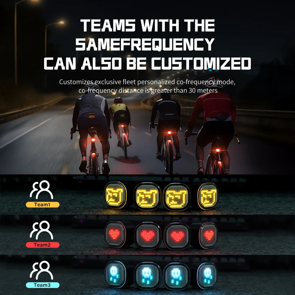 Intelligent Expression Taillight 140 Led Braking Sensor Bluetooth Bike Rear Light Customizable Bicycle Taillights