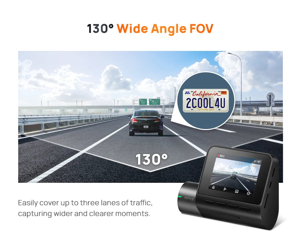Dash Cam A200 1080P Full HD Car DVR – 2" LCD Screen, 130° Wide Angle, WiFi, Night Vision, 24H Parking Monitor