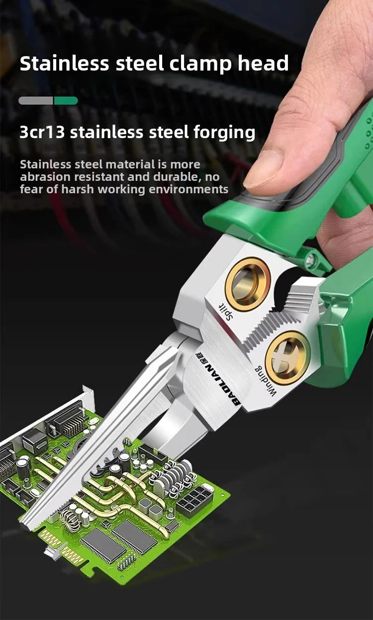 Multifunctional Wire Stripper Electrician's Pliers 8-in-1 Stainless Steel Needle-nose Pliers with Wire Measuring Hand Tools