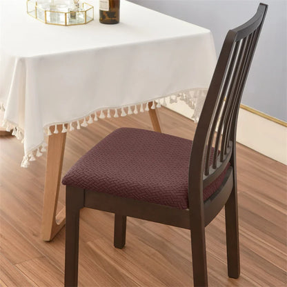 4pcs/set Stretch Dining Chair Seat Covers Jacquard Elastic Upholstered Chairs Cushion Slipcover Anti-Dirty Protector Removable