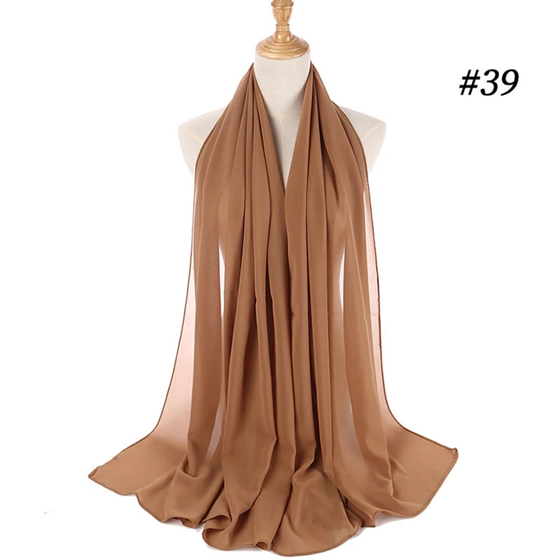 Muslim Chiffon Hijab Women Bubble Chiffon Scarf For Women Ladies Veil Muslim Islam Solid Color Malaysia Wrap Scarves