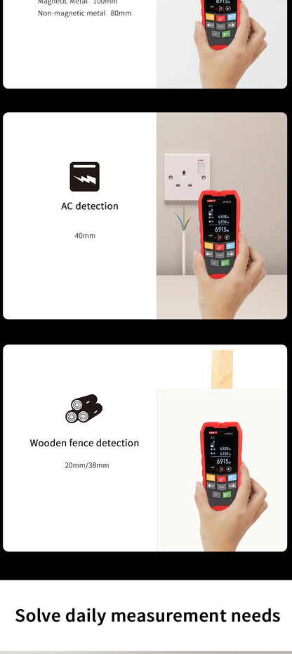 4 IN 1 Multifunctional Metal Detector UT387LM Wall Scanners Rangefinder Wood AC Voltage Live Wire Stud Finder Meter Tester