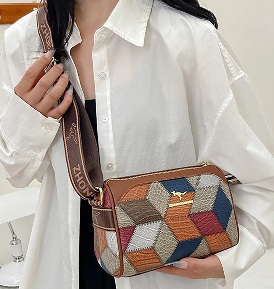 Splicing Shoulder Bag Soft Leather Female Wallet Crossbody Bag Messenger Bags Luxury Designer