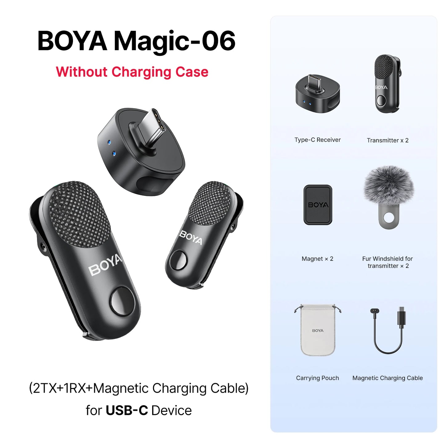 Magic Professional Wireless Lapel Microphone Shotgun/Desktop/Handheld Mic for iPhone Android Camera PC Video Recording