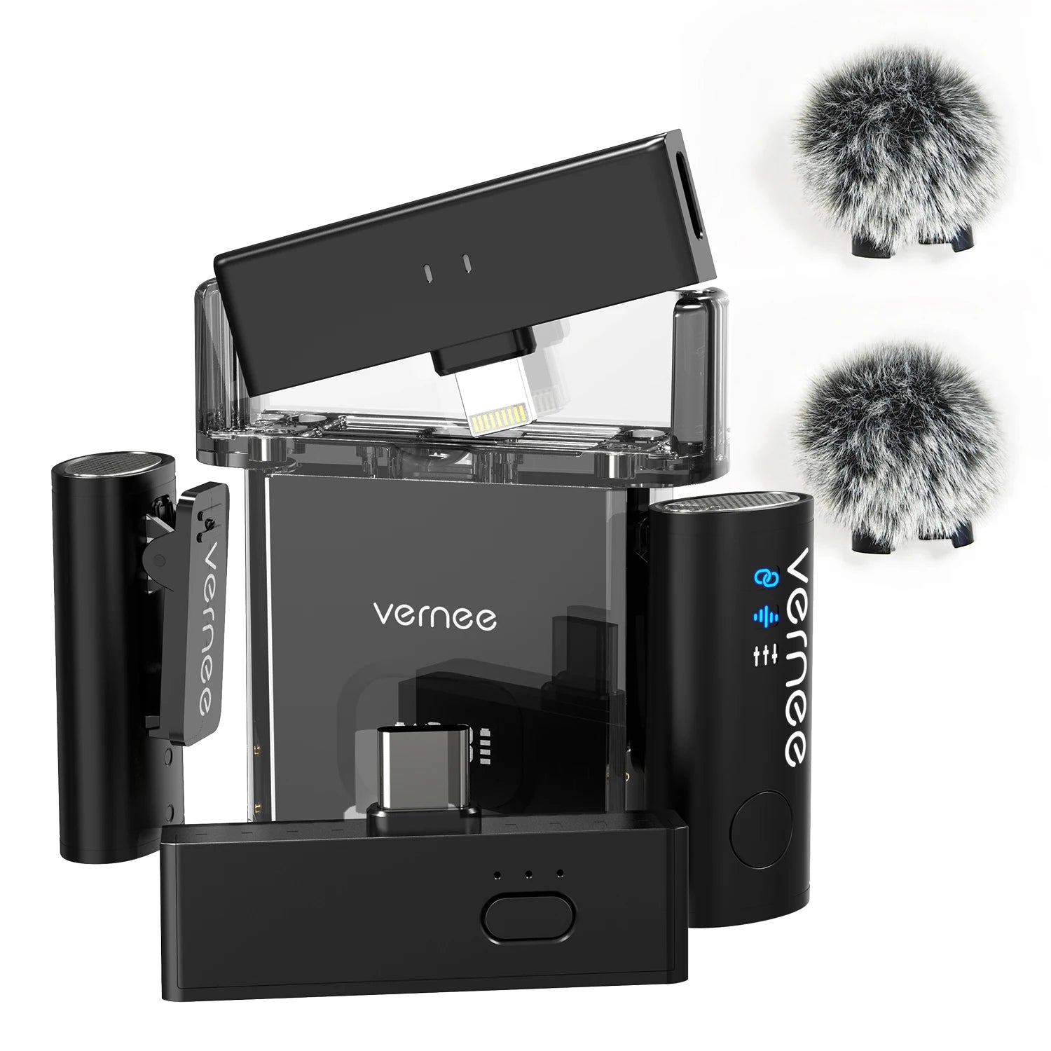 V10 Wireless Lavalier Microphone 60M Noise Cancellation Vlog Short Video Recording Mini Mic for iPhone/Android