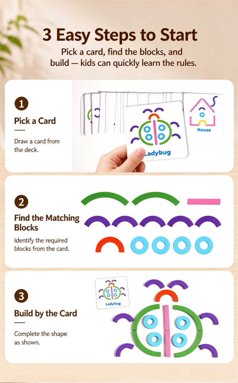 Wooden Creative Sticks and Rings Shape Building Puzzle