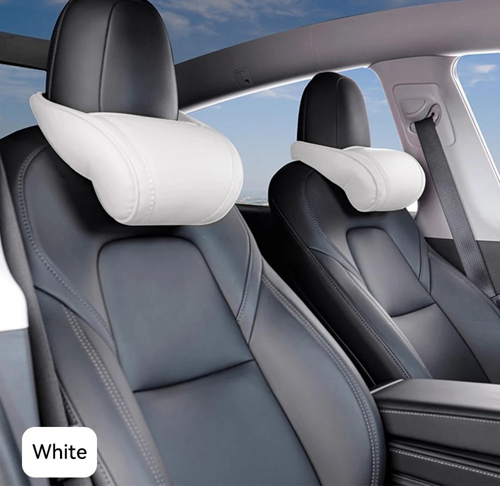 Memory Foam Car Neck Pillow for Tesla Model 3 Y X S PU Leather Headrest Support