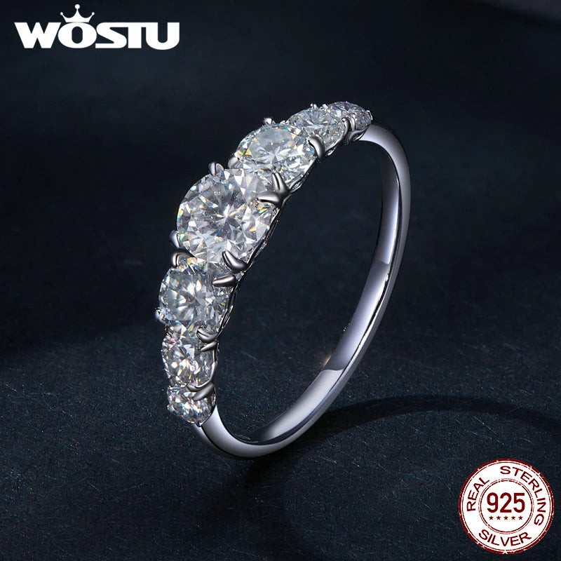 1.4CT D Color Round Moissanite Platinum Plated Flower Wedding Ring Women Lab Diamond Engagement 925 Sterling Silver Ring