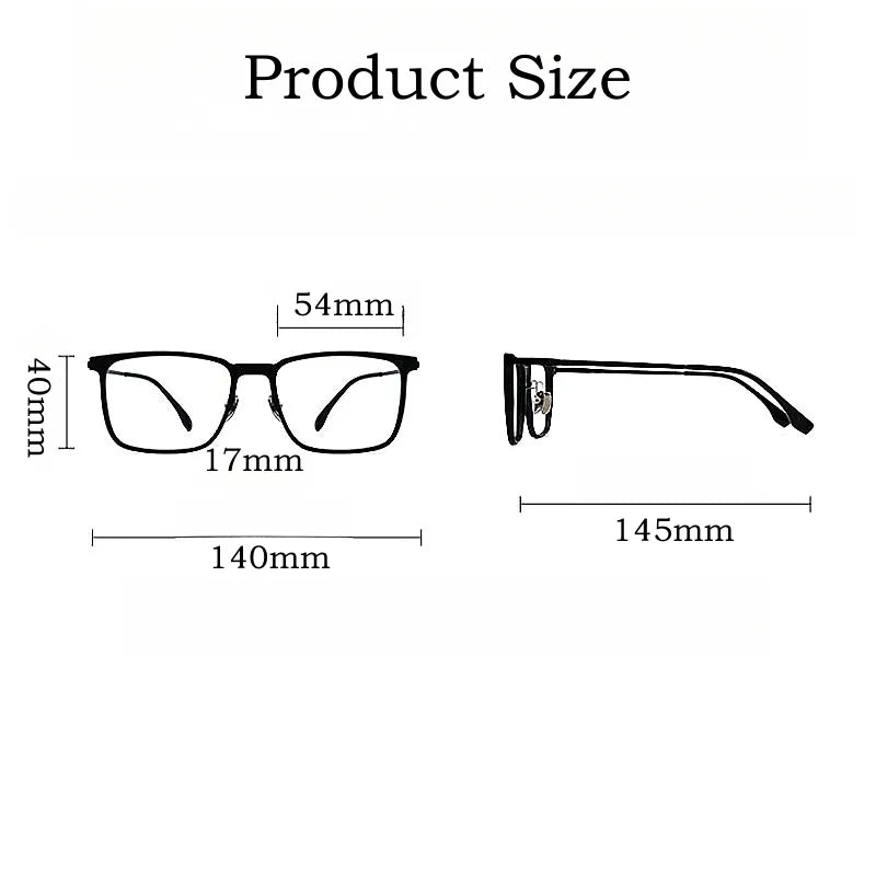 Fashion Polarized  Clip On Glasses TR90 Pure Titanium Retro Square Optical Prescription Eyeglasses Frame Men