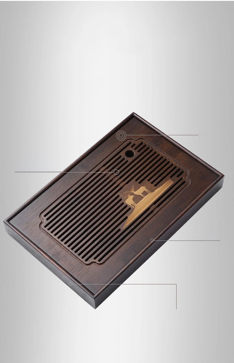 Chinese Natural Bamboo Tea Tray Water Storage Kung Fu Tea Set Household Rectangular Tea Board Chinese Tea Storage Tray