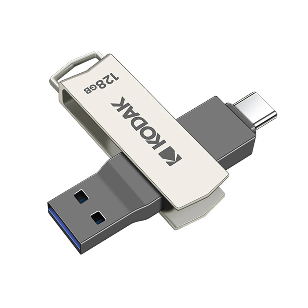 Kodak Type C Pendrive USB 3.2 Metal USB Flash Drive 128GB 64GB 32GB 256GB HDD 2 in 1 U-disk for Keys Smartphone Laptop Desktop