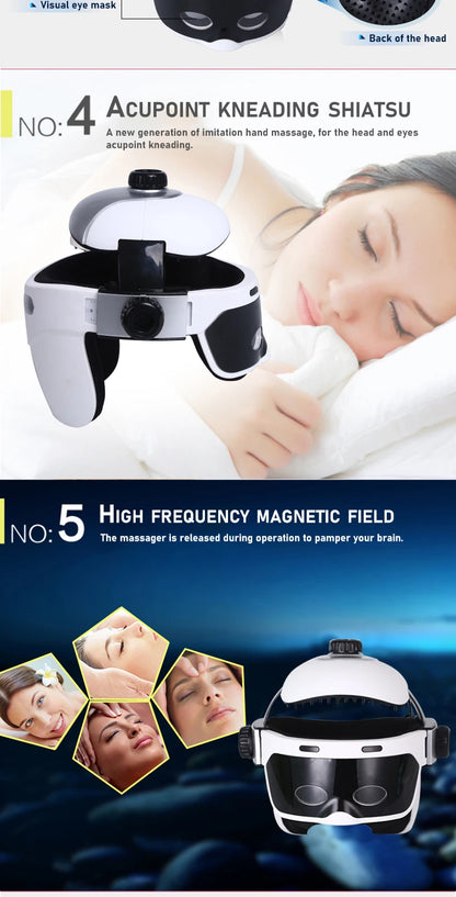 Top Configuration Head Eye Massager Electric Wireless Helmet Relieve Stress Air Pressure Vibration Hot Compress Massage Tool