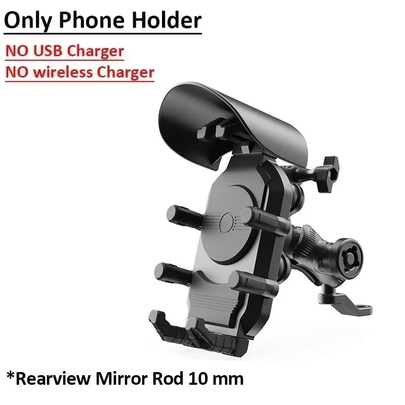 Shockproof & Light Blocking Motorcycle Phone Holder Wireless Charger & 18W USB 30W Type C Fast Charging Motorbike Bicycle Stand