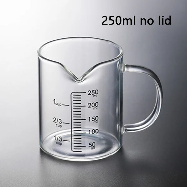 250/350/500/1000ml Glass Measuring Cup With Lid Heat-resistant With Scales Laboratory Beaker Handle Kitchen Measuring Mug