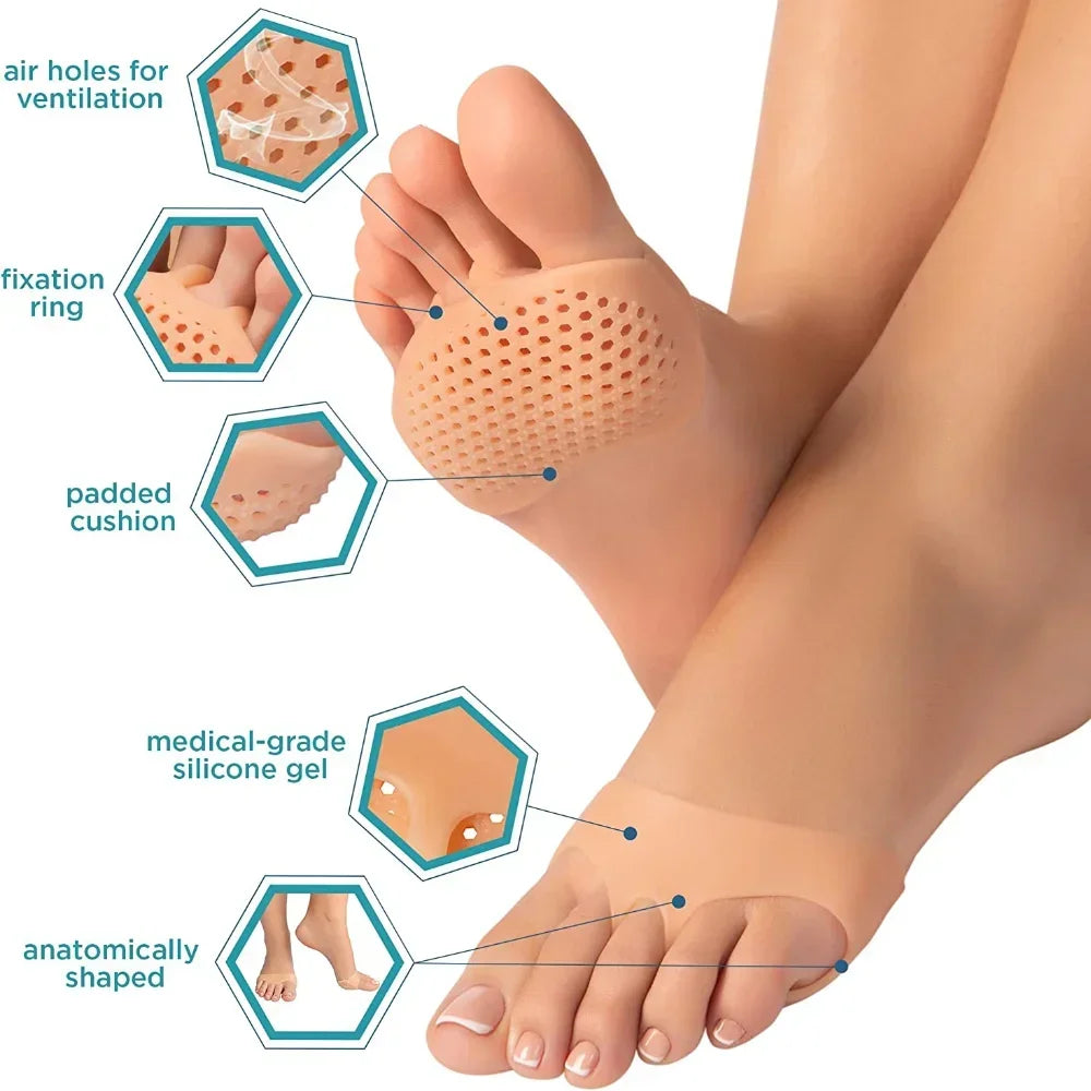 Metatarsal Pads for Women and Men Forefoot Pad for Ball of Foot Pain Relief Insoles Half Sock Support Soft Gel Foot Cushion 2pcs