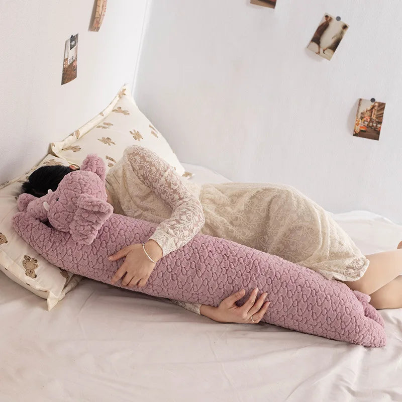 Large Elephant Body Pillow Long Sleeping Cushion Cute Stuffed Animal Elephant Decorative Body Pillow Chair Back Cushion Decor