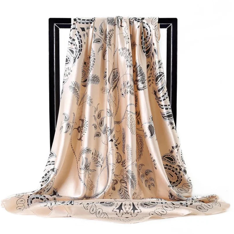 Scarves For Women Print Silk Satin Head Scarf Female Luxury Brand Square Shawl Large Hijab Scarfs