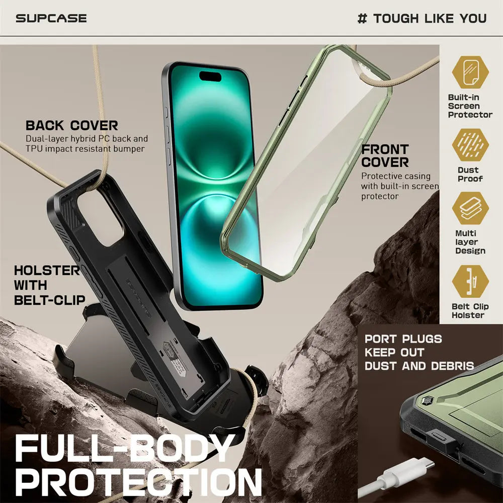 For iPhone 16 Pro Max Case 6.9" (2024) UB Pro Full-Body Heavy Duty Rugged Phone Case with Built-in Screen Protector